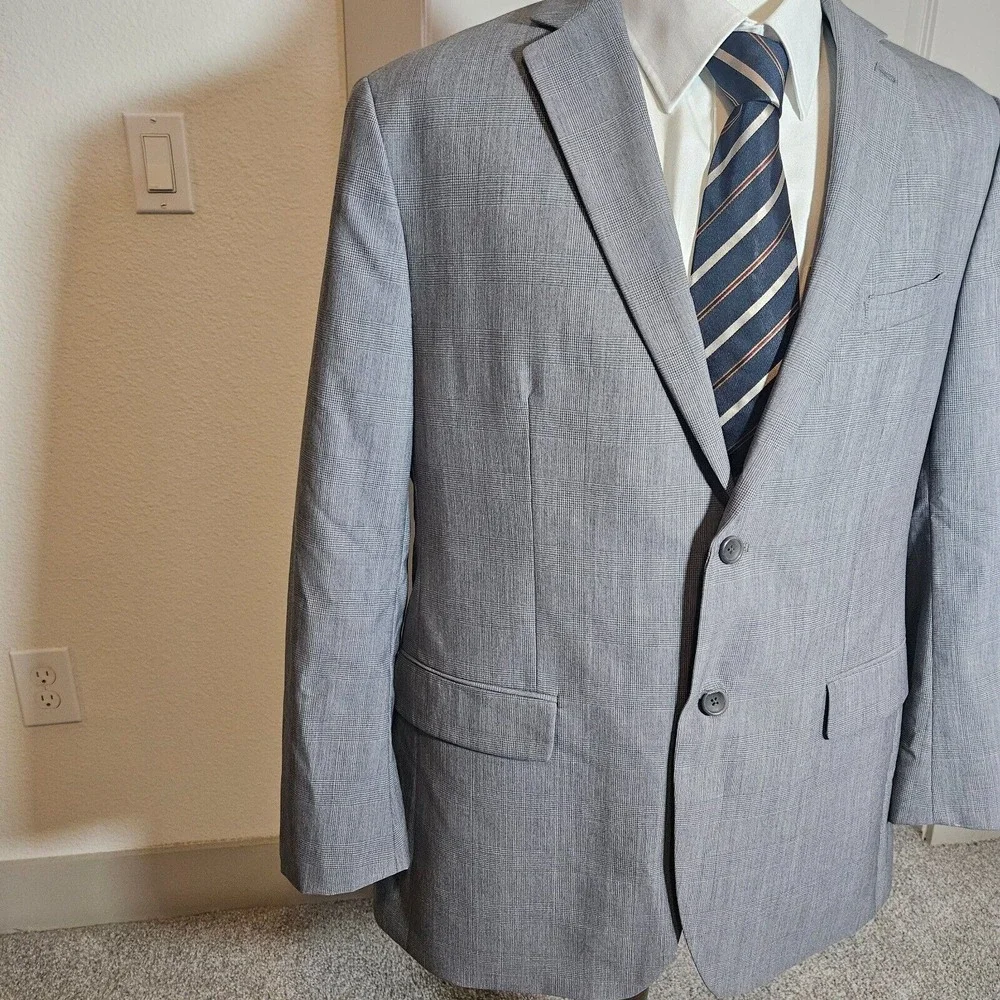 Banana Republic Sport Coat Blazer Suit Men 44R Tailored Fit Wool Plaid -Pls Read